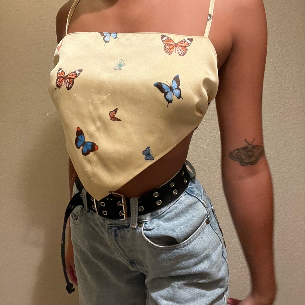 golden butterfly bandana like top